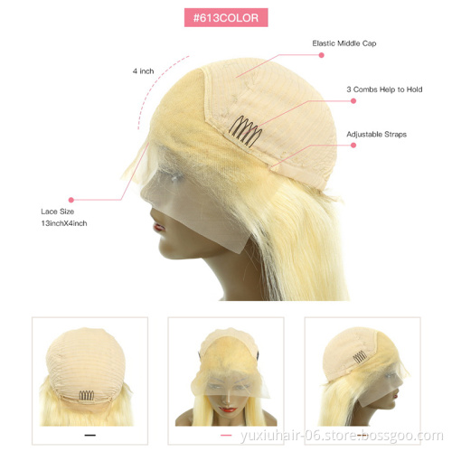 Brazilian 13by4 body Wave Blonde lace Wigs Human Hair Cuticle Aligned Virgin Hair Transparent Lace Frontal Wigs For Black Women